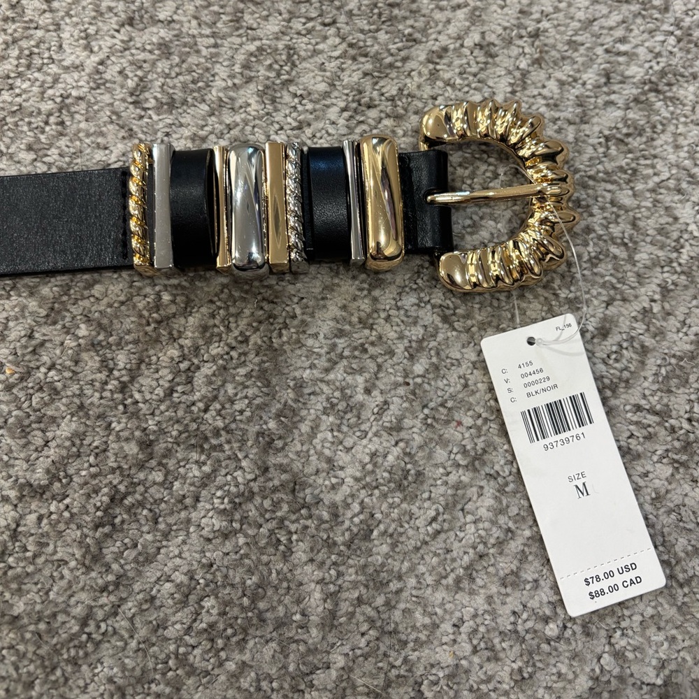 Anthropologie Black Belt with Silver & Gold size M - Picture 3 of 5